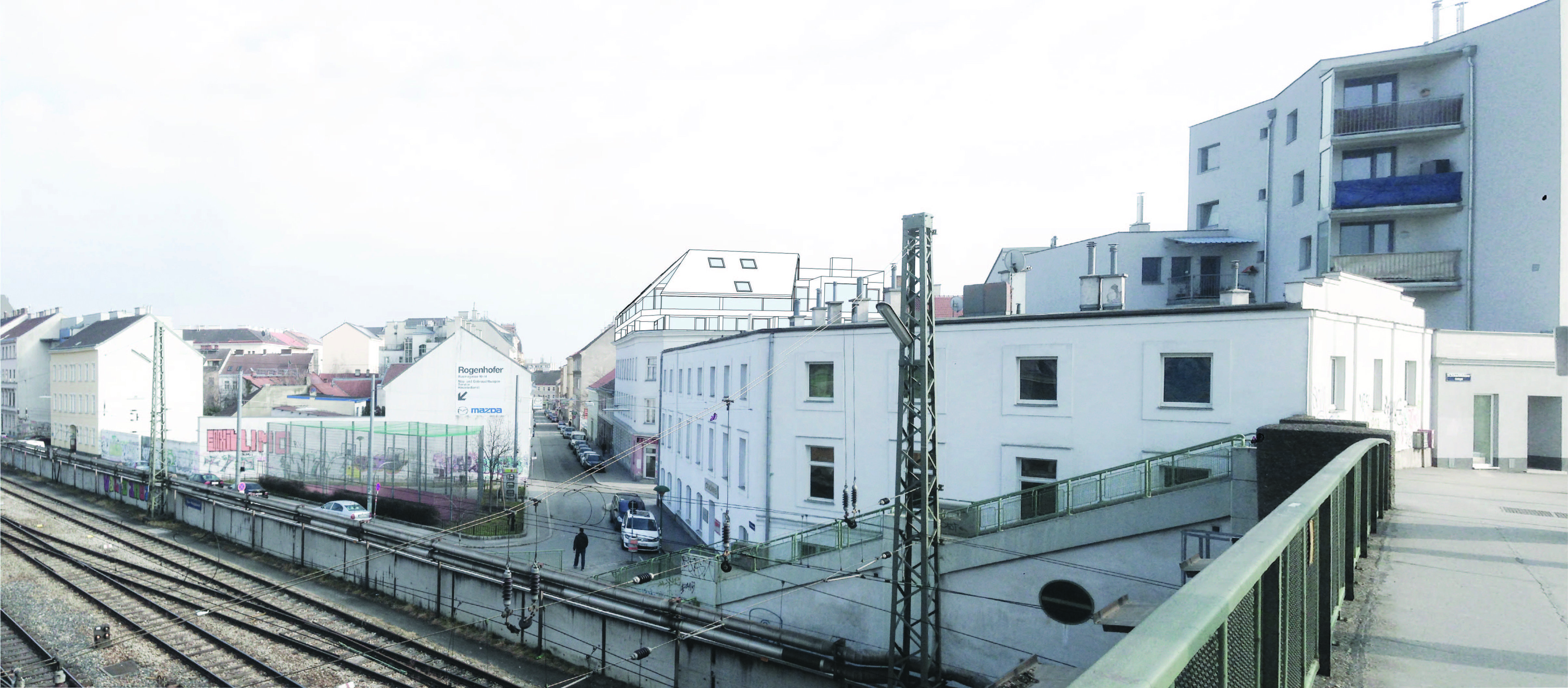 Ansicht Dachaufbau Grangasse / Wien 15