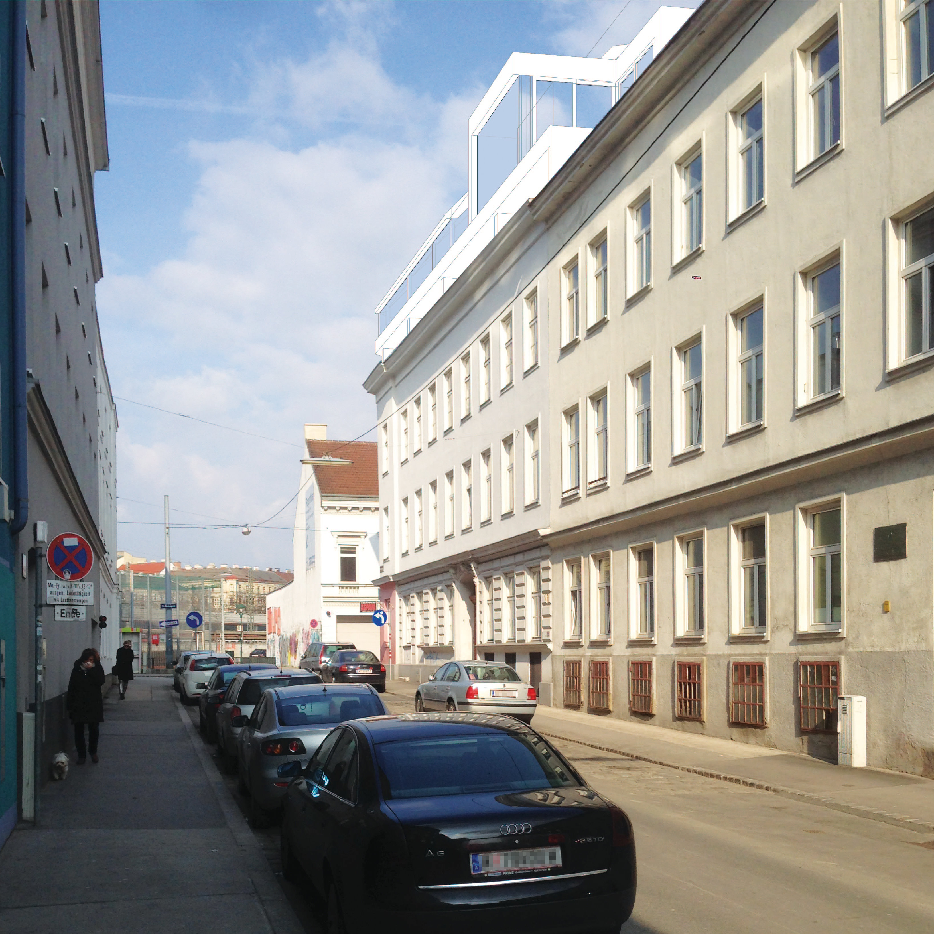 Ansicht Dachaufbau Grangasse / Wien 15