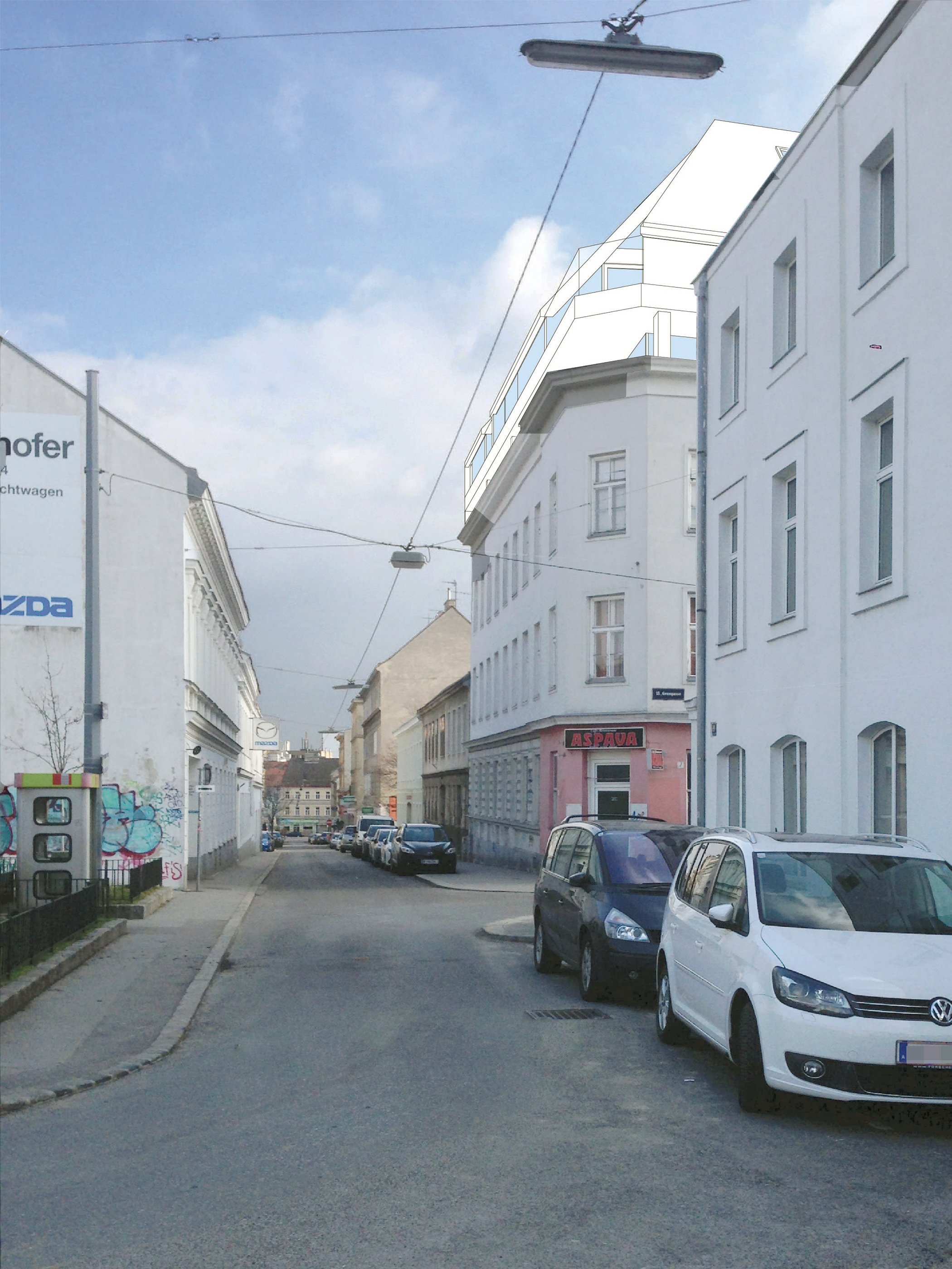 Ansicht Dachaufbau Grangasse / Wien 15