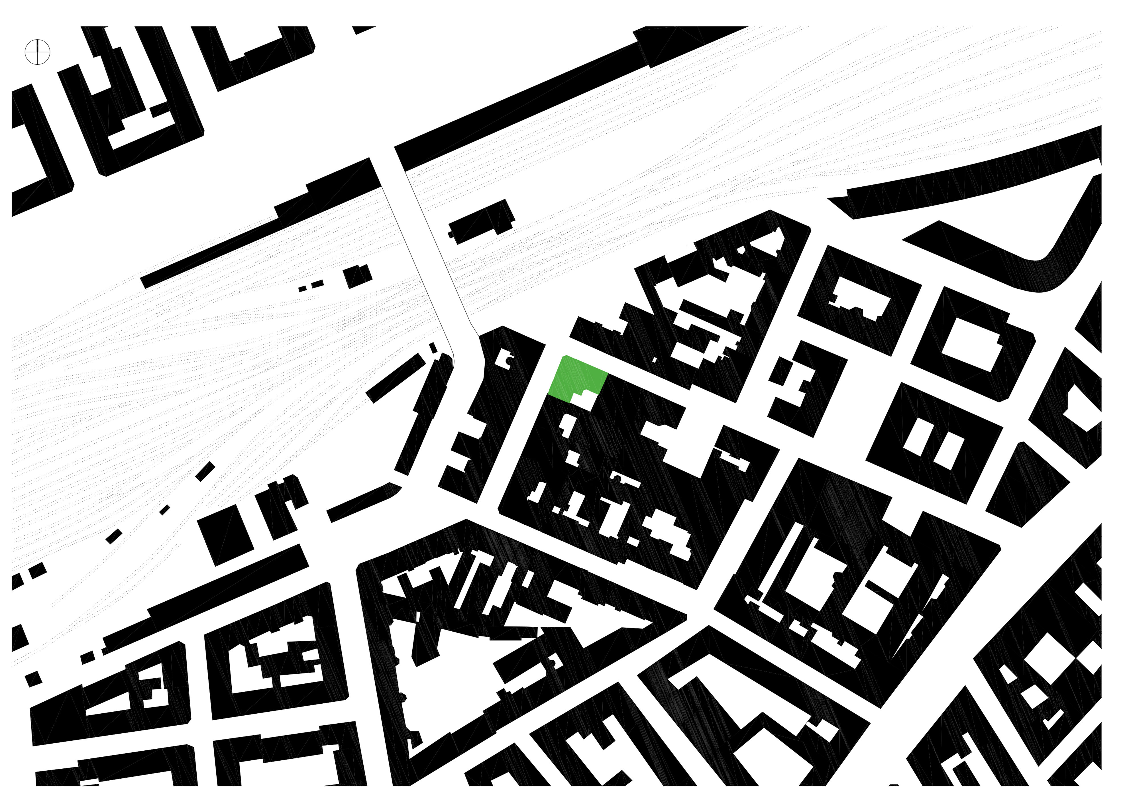 Schwarzplan Dachaufbau Grangasse / Wien 15