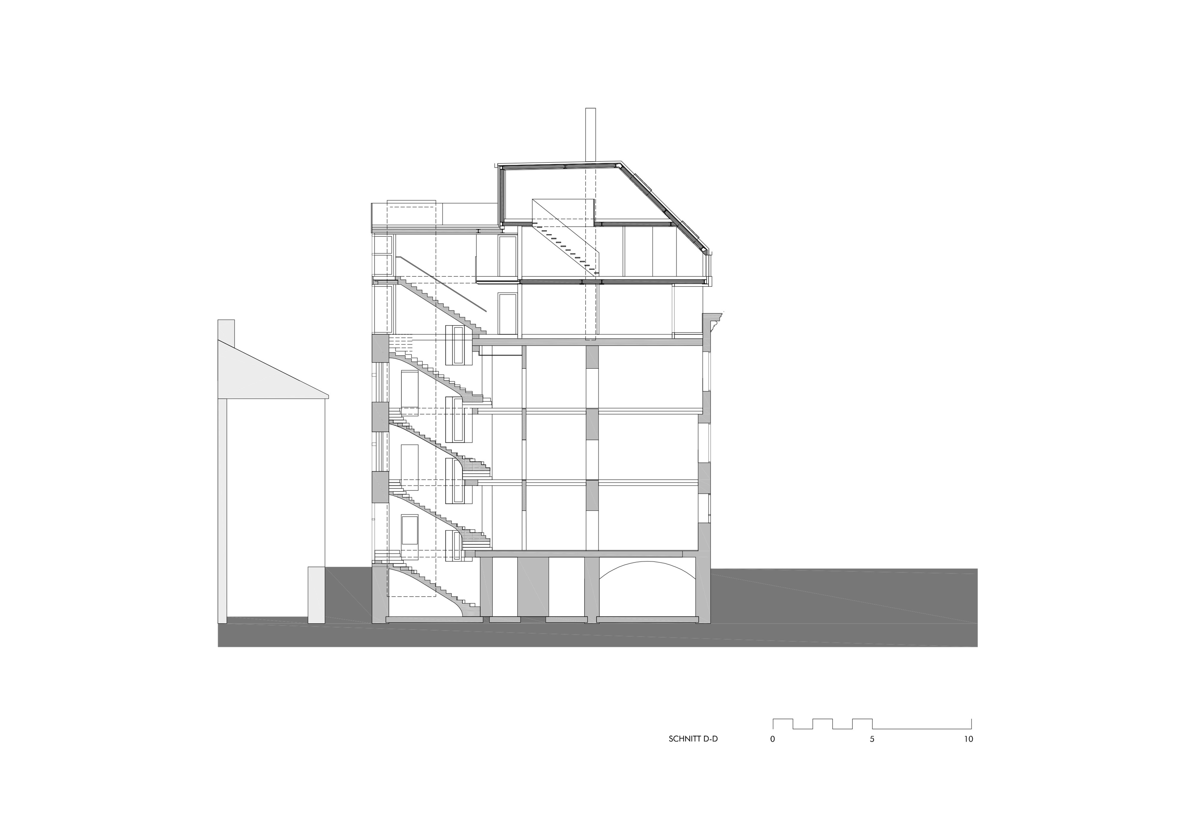 Schnittplan Dachaufbau Grangasse / Wien 15