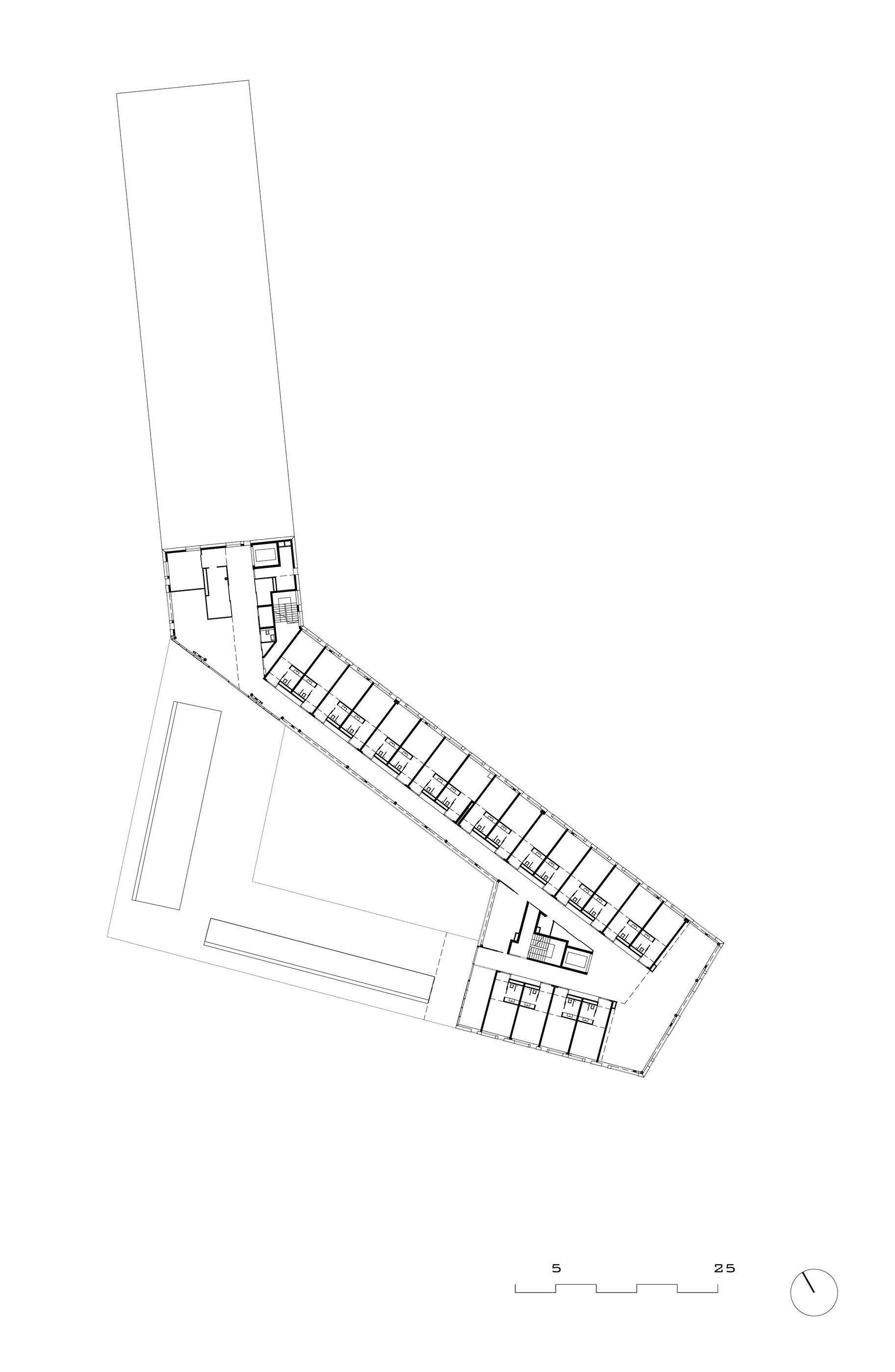 Grundriss OG3 Wohnheim Olympisches Dorf / Innsbruck / Tirol