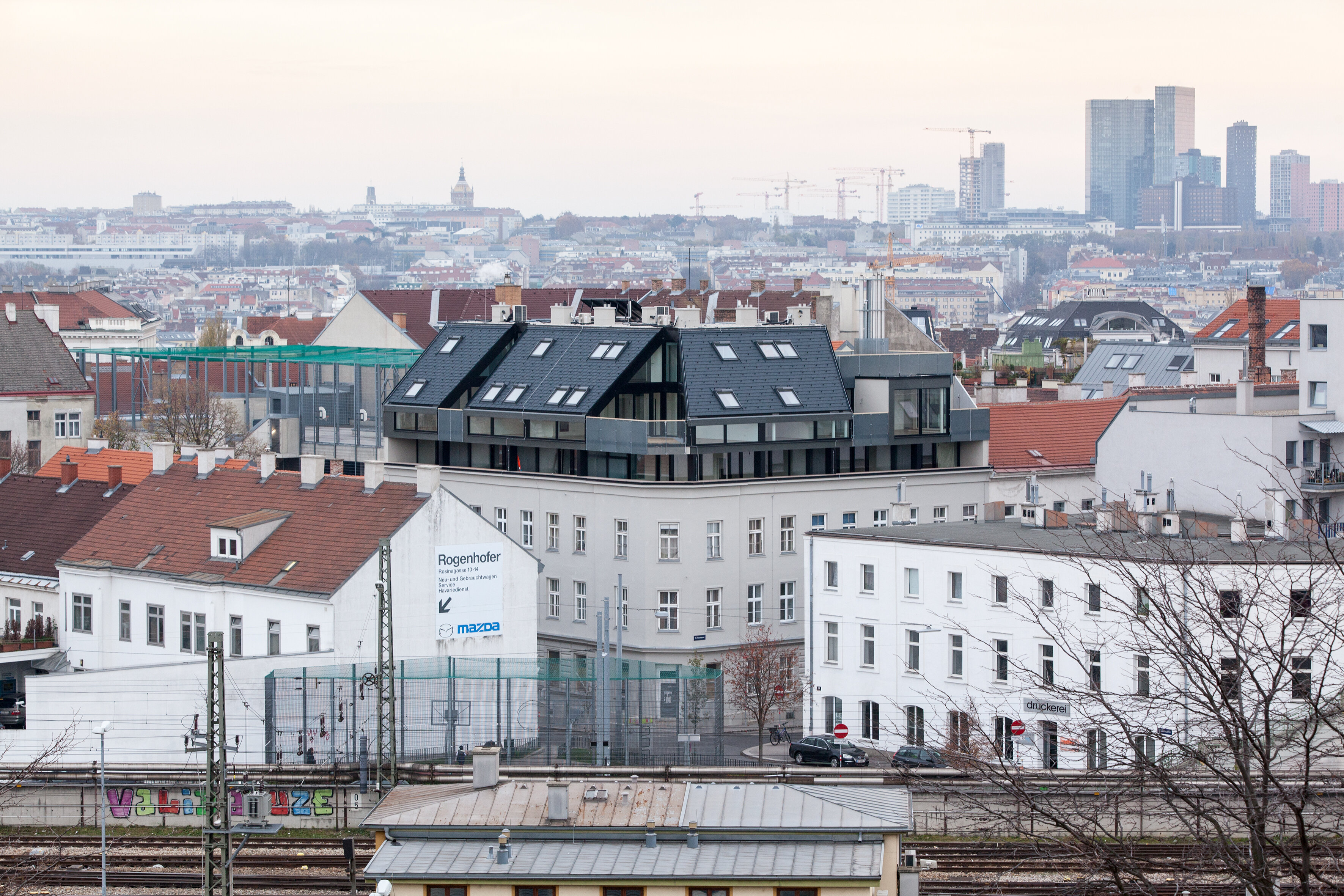 Ansicht Dachaufbau Grangasse / Wien 15
